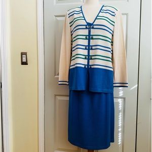 St John Collection Santana Knit Suit Top Sz 12 Shell Large & Skirt Sz 14